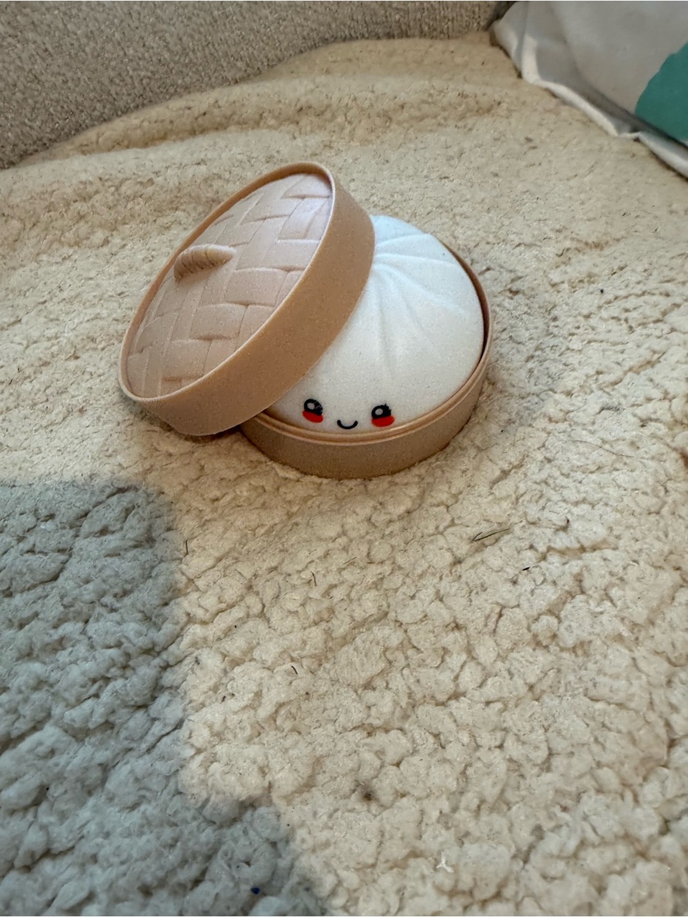 Kids Plush Bao Dumpling Toy in Beige Steamer Box
